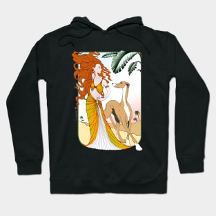 Fawn Greyhound with fantasy goddess. Hoodie